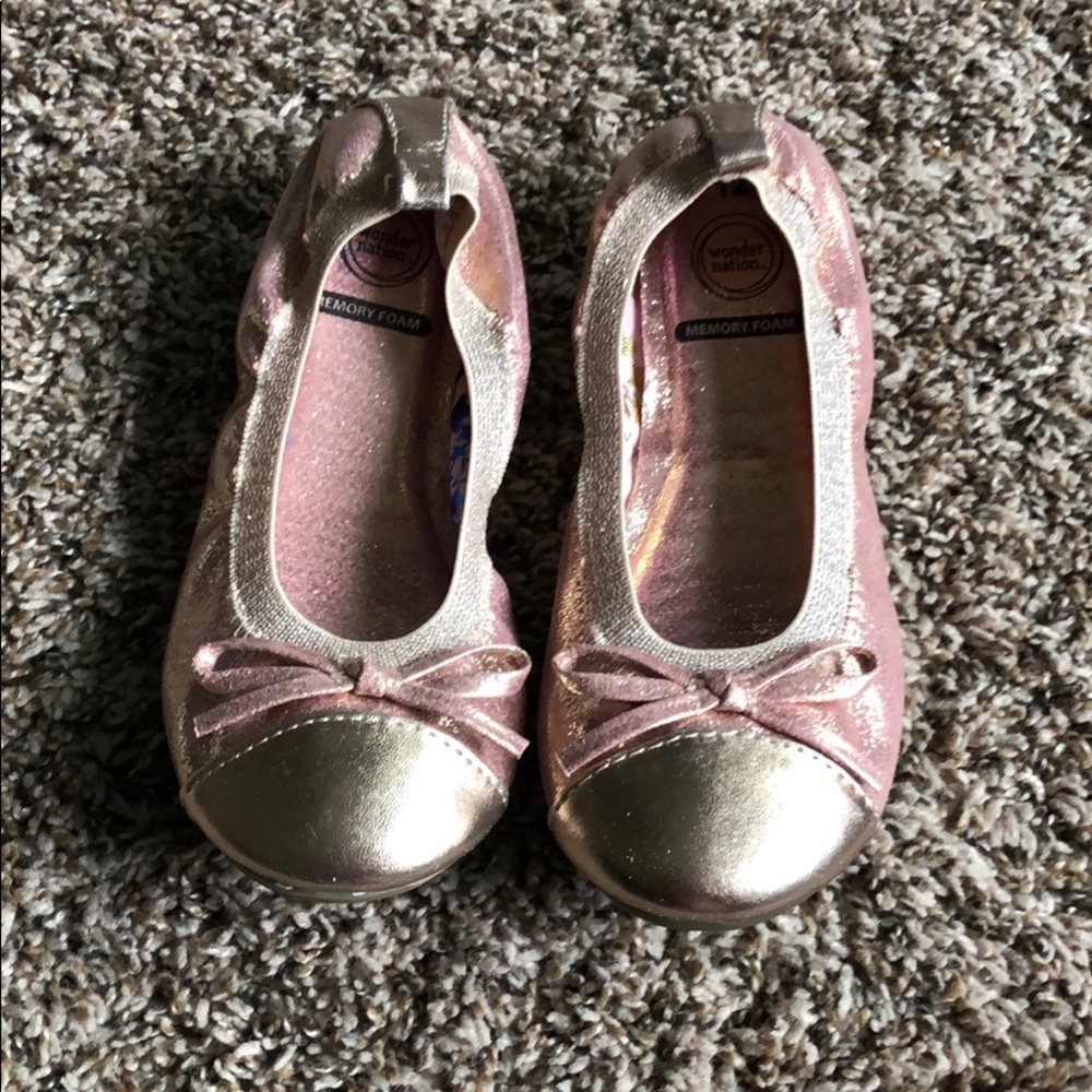 Pink Gold Ballet Flats